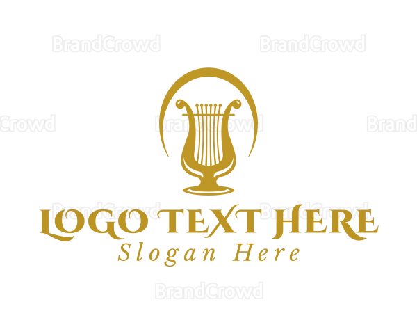 Elegant Harp Lyre Arch Logo