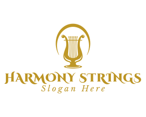 Elegant Harp Lyre Arch logo design