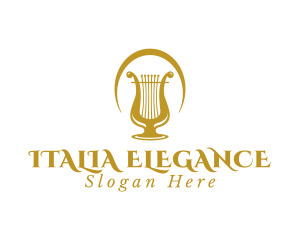 Elegant Harp Lyre Arch logo design