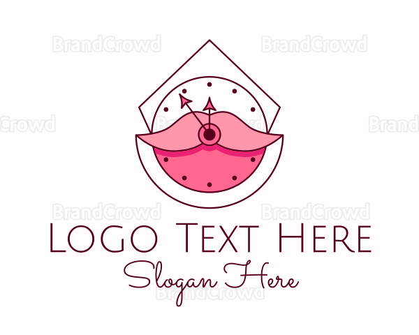 Cosmetics Lips Clock Logo