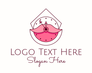 Minimalist - Cosmetics Lips Clock logo design