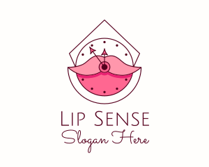 Lip - Cosmetics Lips Clock logo design