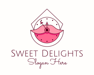 Cosmetics Lips Clock  logo design