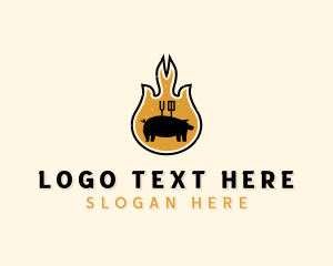 Meat - Flame Barbecue Grill logo design