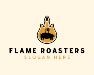 Roasting - Flame Barbecue Grill logo design