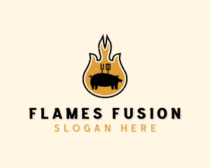 Flame Barbecue Grill logo design