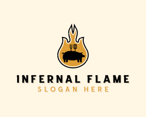 Flame Barbecue Grill logo design