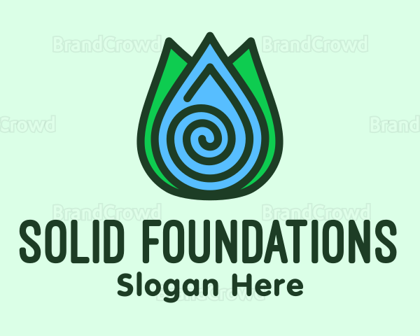 Eco Leaf Water Droplet Logo