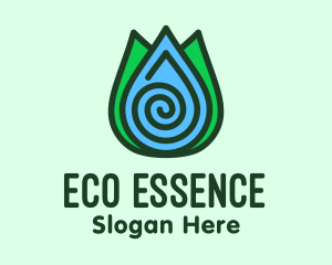 Eco Leaf Water Droplet logo design