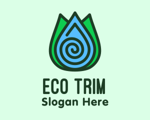 Eco Leaf Water Droplet logo design