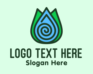Water - Eco Leaf Water Droplet logo design