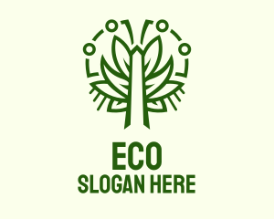 Symmetric Green Plant Logo