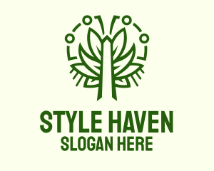 Symmetric Green Plant Logo