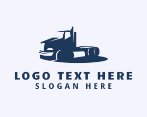 Trucker - Blue Logistics Tractor Truck logo design