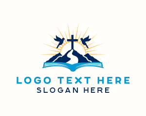 Holy - Spiritual Mountain Bible Cross logo design