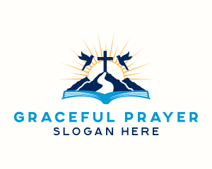 Spiritual Mountain Bible Cross  logo design