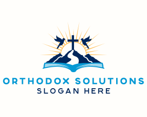 Orthodox - Spiritual Mountain Bible Cross logo design
