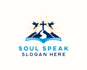 Preach - Spiritual Mountain Bible Cross logo design