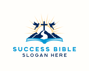Bible - Spiritual Mountain Bible Cross logo design