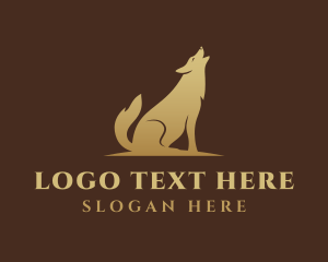 Coyote - Golden Howling Wolf logo design