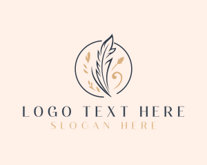 Blogger - Quill Feather Writer logo design