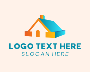 Orange - 3D House Roof logo design