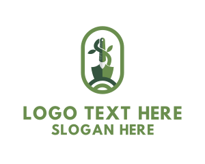 Garden Tools - Shovel Plant Landscaping logo design