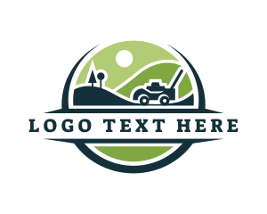 Lawn Mower - Lawn Mower Field Landscaping logo design