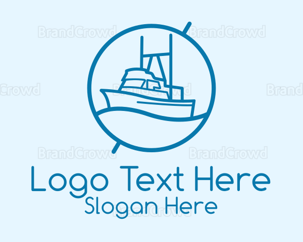 Blue Cargo Ship Logo