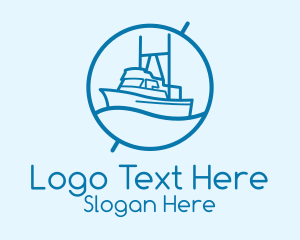 Maritime - Blue Cargo Ship logo design