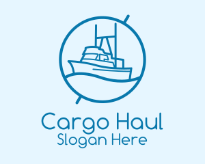 Blue Cargo Ship  logo design