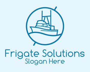 Blue Cargo Ship  logo design