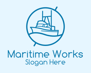 Blue Cargo Ship  logo design