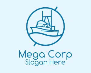 Blue Cargo Ship  logo design