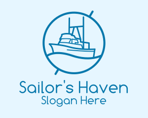 Blue Cargo Ship  logo design