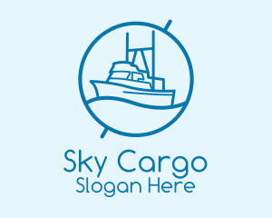 Blue Cargo Ship  logo design