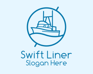 Blue Cargo Ship  logo design