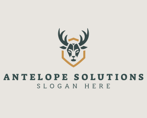 Antelope - Deer Horn Hunting logo design