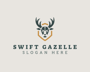 Gazelle - Deer Horn Hunting logo design