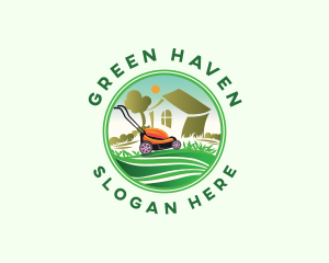 Lawn Mower Gardener logo design