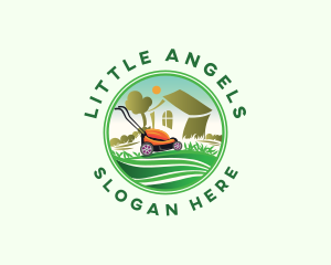 Lawn Mower Gardener logo design