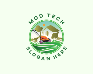 Lawn Mower Gardener logo design