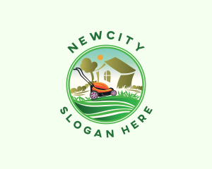 Lawn Mower Gardener logo design