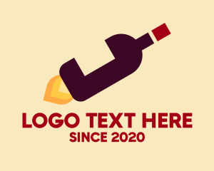 Lounge - Wine Bottle Flame logo design