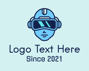 Vr - Futuristic Gamer Headset logo design