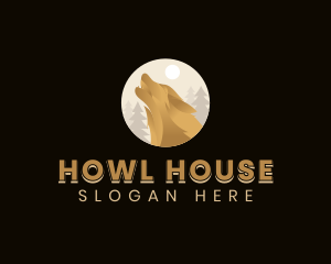 Howling Moon Wolf logo design
