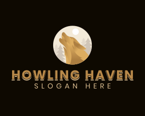 Howling - Howling Moon Wolf logo design