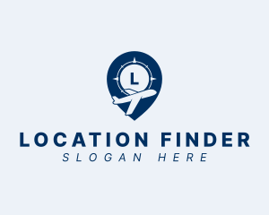 Airplane Location Pin logo design