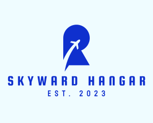 Hangar - Plane Flight Letter R logo design