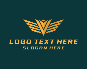 Wing - Golden Military Badge logo design